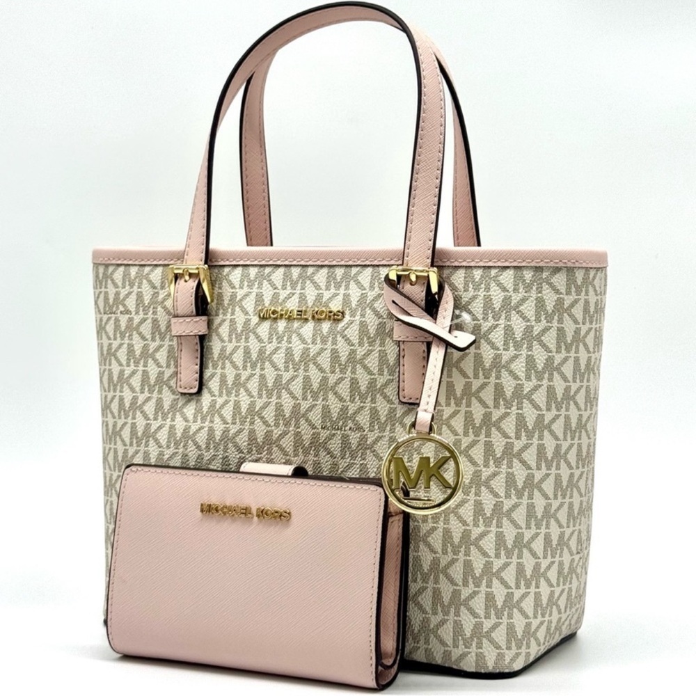 Michael Kors Jet Set Travel XS Logo Top-Zip Tote Bag & Matching Bifold Wallet - Picture 2 of 13
